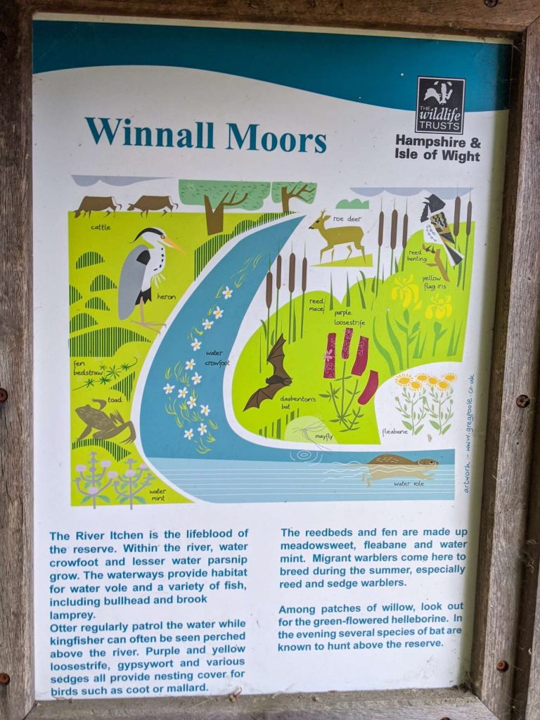 Info sign at the entrance of Winnall Moors